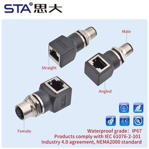 Connettore di fabbrica M12 a RJ45 X codice femmina presa ad angolo diritto adattatore di rete 4 8 Pin a codice D per reti industriali - Product Image 3