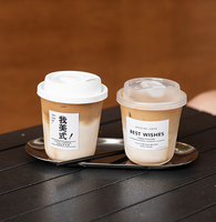 Gobelet à café jetable en PET transparent en forme de U avec couvercle rabattable, logo personnalisé, pour boissons froides, latte glacé, thé au lait, emballage à emporter
