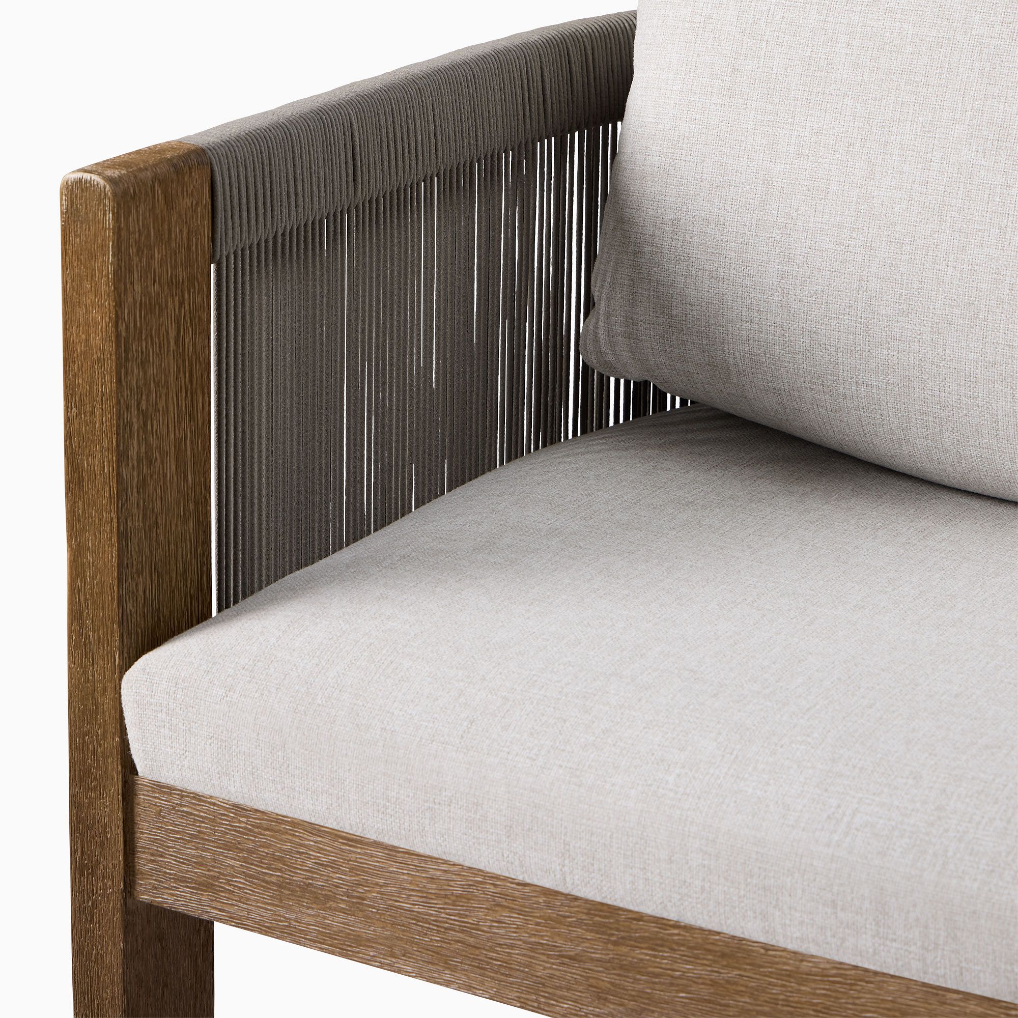 Wholesale garden furniture curved solid teak all season rope weave counter chairs outdoor bar stool