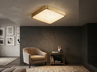 Plafonnier LED moderne en cuivre et marbre, carré, pour chambre à coucher et salon