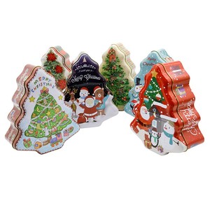 <strong>Christmas</strong> <strong>Tree</strong> Shaped Tin <strong>Box</strong> Santa Claus Metal Cookie Container Holiday Gift Packaging for Candy Biscuits <strong>Storage</strong> - Product Image 1