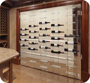 Système de suspension de vin à câble flottant personnalisé étagère à vin en fil métallique murale avec <span class=keywords><strong>verre</strong></span> propre - Product Image 5