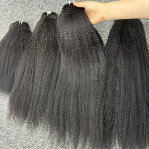 Yaki Straight Bundles de cheveux bruts Extensions de cheveux humains Vietnamien Kinky Cheveux raides Double dessiné Pleine cuticule alignée - Product Image 3