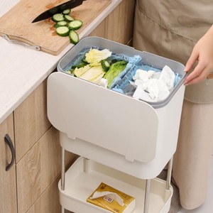 Organizzatore da Cucina Creativo a 3 Ripiani con Portaoggetti e Cestino per Rifiuti in Plastica - Product Image 6