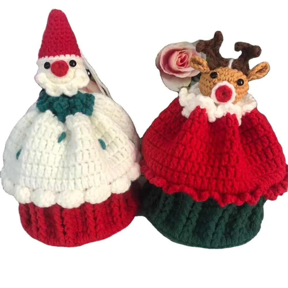 Ce/ASTM 2024 mềm nhồi bông đồ chơi Crochet đồ chơi handmade Amigurumi đồ chơi Crochet động vật Santa khoản cho món quà giáng sinh