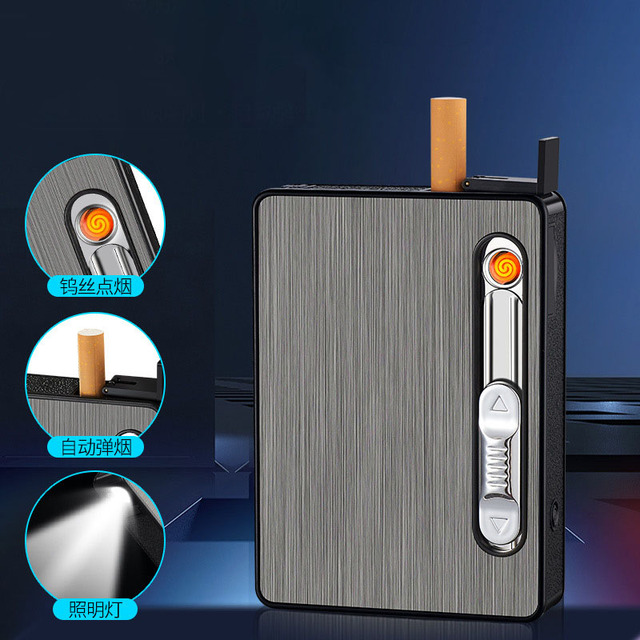 HB273 10pcs Automatic USB Electric Lighter Modern Metal Cigarette Case with Laser Customization for Giveaways