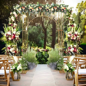 ฉากหลังงานแต่งงานสีทอง ขาตั้งเหล็กสี่เหลี่ยม ตกแต่งพื้นหลังด้วยเหล็กชุบทอง ซุ้มโค้งสำหรับงานแต่งงานกลางแจ้ง อุปกรณ์ตกแต่ง - Product Image 4