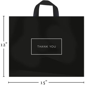 ถุงขอบคุณ ถุงช้อปปิ้งพลาสติกสีดำ หูหิ้วนุ่ม ลายตัวอักษร แพ็ค 50 ใบ - Product Image 4