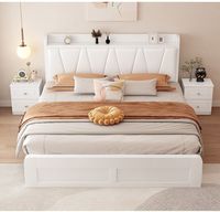 Nordisches Holz-Queensize-Bettgestell Schlafzimmermöbel Kingsize-Bett Komfortables Hochwertiges Doppelbett