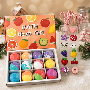 JRMS INDUSTRIES Caja de Regalo con 12 Bombas de Baño Naturales con Dibujos Animados de Frutas, Bolas de Baño Coloridas, Juguetes de Baño Sorpresa para Niños - Product Image 2