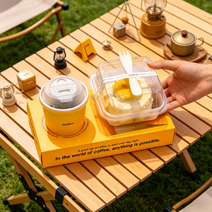 Caja Combinada Personalizada <span class=keywords><strong>para</strong></span> Café y Postres, Bandeja <span class=keywords><strong>para</strong></span> Llevar con Portavasos <span class=keywords><strong>para</strong></span> Cafetería y Panadería, OEM ODM - Product Image 1