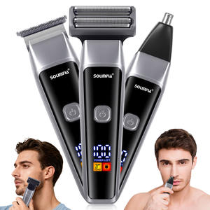 Rasoio Elettrico da Uomo Solimpia HT-853, Rifinitore per Naso e Capelli - Set di Cura Personale 3-in-<span class=keywords><strong>1</strong></span> Ricaricabile USB per Barba, Viso e Testa - Product Image 1