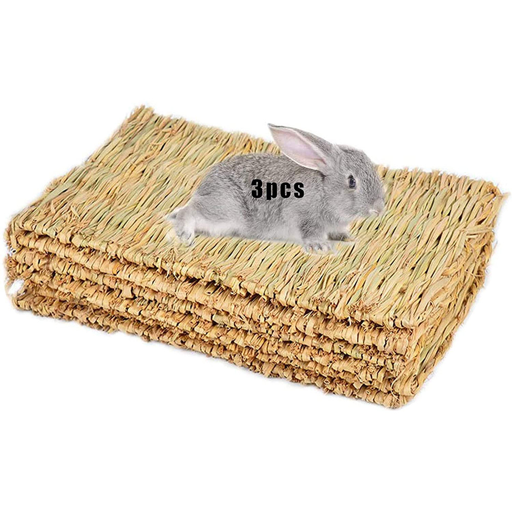 Hamiledyi Natural Straw Rabbit Grass Bed - Chew Mat For Guinea Pigs, Rabbits, Small Pets