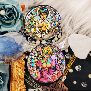 Badges en métal à effet <span class=keywords><strong>laser</strong></span> Anime JOJO de haute qualité, 5,8 cm, 2 couleurs, pour la décoration des sacs à dos - Product Image 4