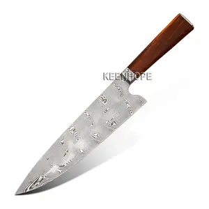 Luxury Handcrafted RWL34 Damascus Steel Dense Twist Pattern WIth USA Desert Ironwood Handle 8 Inch Chef knife Collection Knife