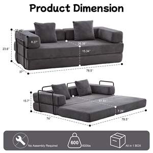 Fabricante de Compresión al Vacío, Sofá <span class=keywords><strong>Cama</strong></span> Futón de 2 Plazas de Tela Comprimida al Vacío, Sin Marco, Muebles para Sala de Estar - Product Image 6