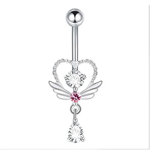 Anneaux de <span class=keywords><strong>nombril</strong></span> Ailes d'<span class=keywords><strong>ange</strong></span> en forme de cœur, barbell incurvé, bijoux de <span class=keywords><strong>piercing</strong></span> au <span class=keywords><strong>nombril</strong></span> en cristal, rose, argenté, doré, vente en gros, fournisseur en vrac - Product Image 5