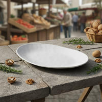 Assiette ovale en mélamine gaufrée mate de 14 pouces, de qualité supérieure, sans BPA, de qualité alimentaire, éco-responsable, pour hôtels verts nordiques