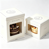 Boîte d'emballage pour gâteau en carton portable avec fenêtre transparente recyclable, finition mate, sur mesure
