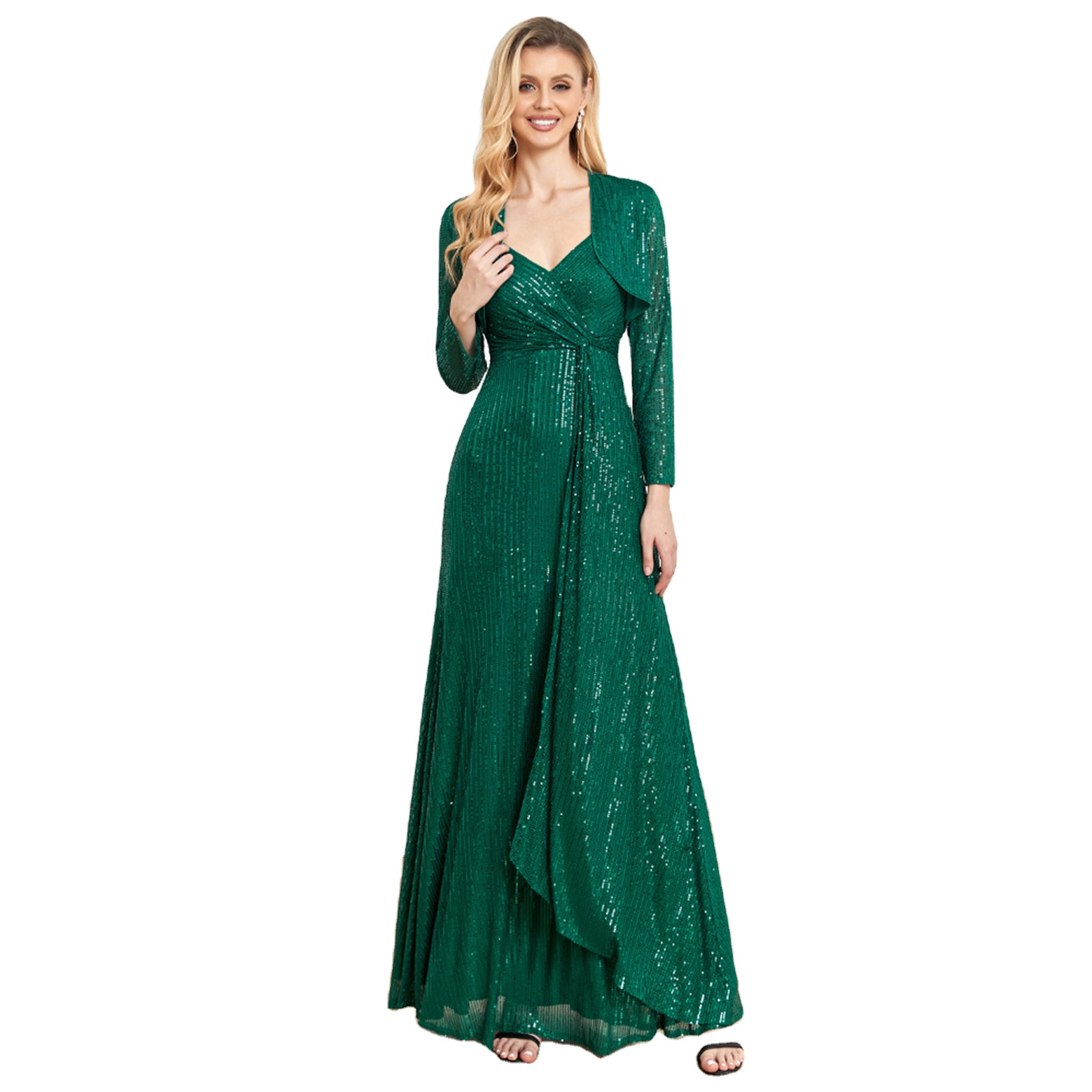 long sleeve homecoming dresses 2023 Long Sleeve Homecoming Dresses for Teens Sparkly Sequin V Neck Tiered   Msikoods Official Store