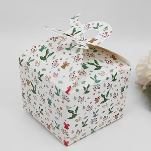 Caja de Regalo de Cartón <span class=keywords><strong>con</strong></span> Lazo Rojo y Estampado de Copos de Nieve Navideños para Dulces y <span class=keywords><strong>Galletas</strong></span> - Product Image 3