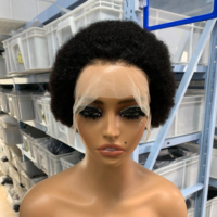 Perruques Cheveux Humains Brésiliens Courts Bouclés avec Dentelle Frontale Transparente 13x4, pour Femmes Noires, Fournisseur en Gros