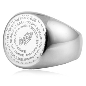yunnique Men's <b>Titanium</b> Steel Prayer <b>Ring</b> Gold Color Geometric Design Cross Pattern Fashion Jewelry Gift Accessory - Product Image 3