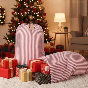 Chaussettes de Noël personnalisées brodées à rayures, décorations de cheminée en toile, assorties au sac du Père Noël, ensemble de chaussettes de Noël par sublimation - Product Image 3