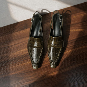Zapatos de oficina de lujo de diseñador, sexys, para primavera/verano, sin cordones, de punta abierta, de boca poco profunda, de tacón bajo y grueso, ligeros, de piel de primera calidad. - Product Image 4