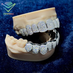 Diseño personalizado de diamantes de moissanita VVS, chapado en oro de 18k, con incrustaciones de diamantes, material de plata 925, grillz para dientes. - Product Image 5