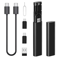 Étui de charge multifonctionnel TENWIN pour iPhone, avec convertisseur Micro USB/USB-C et stockage de carte SIM/TF