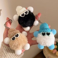 Porte-clés pendentif elfe boule de charbon en fausse fourrure de lapin, design original fait main, tendance, adorable, style Instagram, breloque de sac en peluche