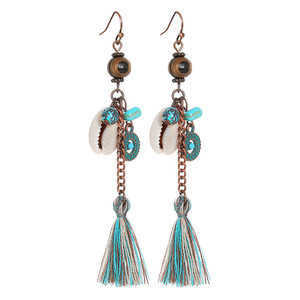 Boucles d'oreilles pendantes bohèmes à pampilles en alliage de cuivre plaqué bronze antique pour femme - Product Image 5