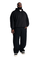 Sudadera con Capucha Negra para Hombre, Talla 7XL Plus, de Algodón Suave y Mezcla de Poliéster, con Estampado Personalizado, Bordado y Parche con Eslogan, de Fábrica, Feria de Cantón