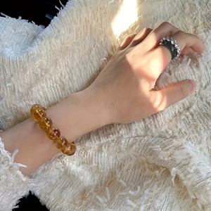 Cristal de citrine (jaune kumquat) pour bracelet, quartz et perle élégants pour hommes et femmes, bracelets en cristal naturel, cadeau - Product Image 5