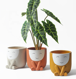 Maceta de porcelana esmaltada de cerámica creativa nórdica, maceta de planta suculenta humanoide bonita para el hogar y el jardín, decoración artística de escritorio - Product Image 5