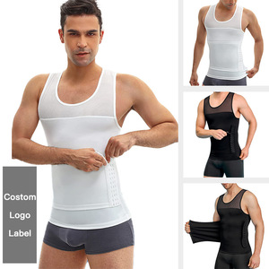 Canotta Modellante a Compressione da <span class=keywords><strong>Uomo</strong></span> con Chiusura a Gancio e Occhiello, Gilet Snellente Contenitivo per il Controllo della Pancia e Modellamento del Corpo - Product Image 1