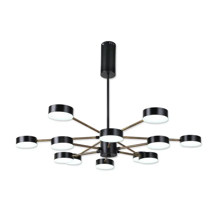 Designer postmodern pure black iron aluminum living room dining led chandelier pendant light