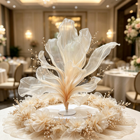 Fleur géante en organza 3M, haute qualité, personnalisable, populaire, pour décoration de mariage, hôtel, fond de scène, installation artistique faite à la main