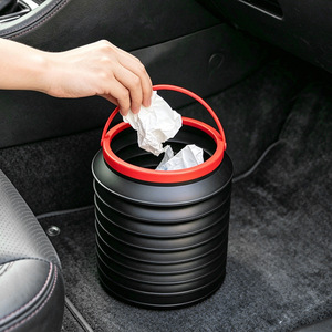 Folding Trash Can 4L <b>Collapsible</b> Round Car Garbage Can Hanging <b>Storage</b> For Vehicle Interior Use - Product Image 2