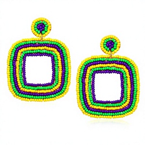 Pendientes de Perlas Geométricas Rojos, Azules y Blancos, Estilo Bohemia, para Mujer, para Fiestas, Bodas, Regalos, Joyería, Accesorio de Moda - Product Image 3