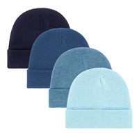 Gorro de Bebé Recién Nacido de Color Sólido con Puño, Gorro Básico de Punto Redondo de Algodón para Otoño e Invierno