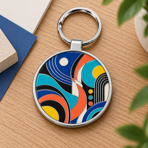 OEM ODM Custom Abstract Geometric Metal Enamel Keychain Personalized Corporate Gift Key Ring - Product Image 1