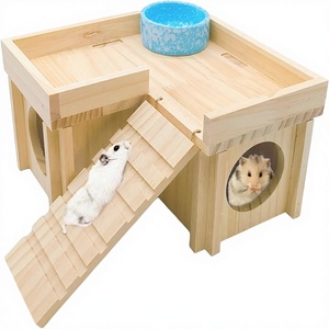 JTPAWS - Cachette moderne en bois pour hamster d'extérieur avec échelle et plateforme amovible - Accessoires de <span class=keywords><strong>cage</strong></span> en bois pour petits animaux - Product Image 1