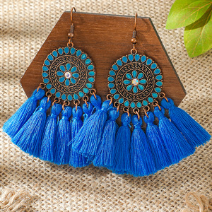 Bohemian Tassel <b>Drop</b> Earrings Alloy Antique <b>Bronze</b> Plated Women's Party Fashion Dangle Earrings - Product Image 4