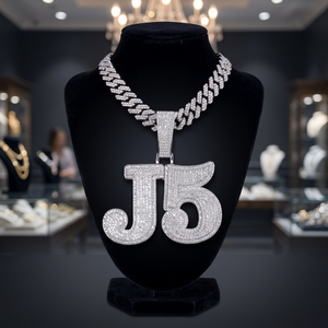 Custom Iced Varsity Style <b>Initial</b> Name <b>Necklace</b> Zircon Alloy Platinum Plated Hip Hop Bling-Bling Fashion Gift Men's Classic - Product Image 2