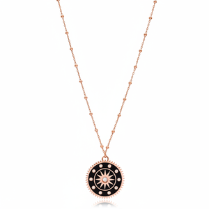Conception ronde émail noir blanc Zircon pierre collier à breloques turc en gros 925 bijoux en argent Sterling - Product Image 2