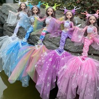 Nouveau 45cm BJD Princesse Mode Poupée Grands Yeux En Plastique Mini Sirène Poupées Jouet avec Couronne Belle Sirène Poupées