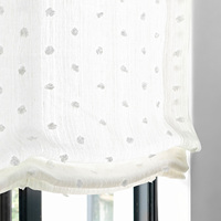 Voilages romains ZSTARR blancs à pois avec pompons, stores plats doux filtrant la lumière pour salon, chambre et décoration intérieure