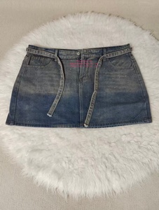 <span class=keywords><strong>Jupe</strong></span> <span class=keywords><strong>Courte</strong></span> en Jean Vintage Grande Taille à Perforations Chaudes, Taille Haute Amincissante, Coupe Trapèze pour <span class=keywords><strong>Femme</strong></span> - Product Image 6